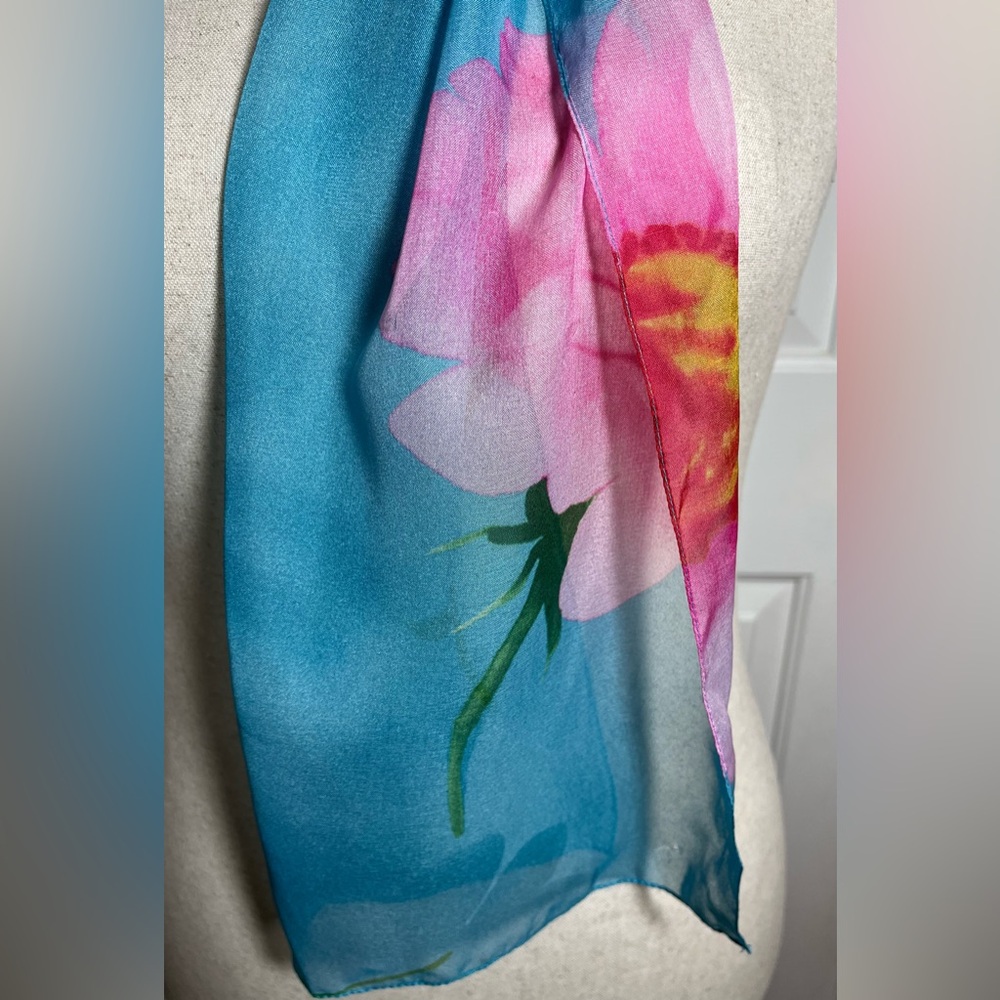 Vibrant Floral Silk Scarf - Picture 2 of 7